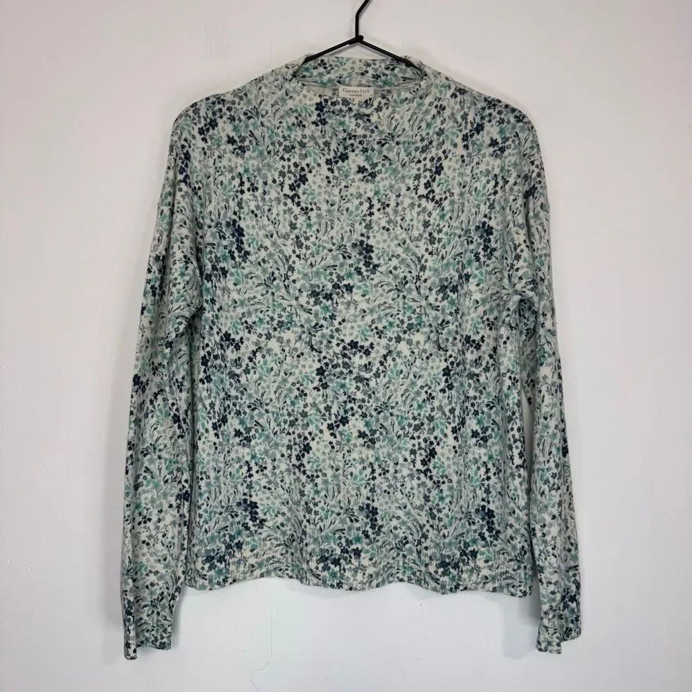 Garnet Hill Floral Print Mockneck Cashmere Sweater S